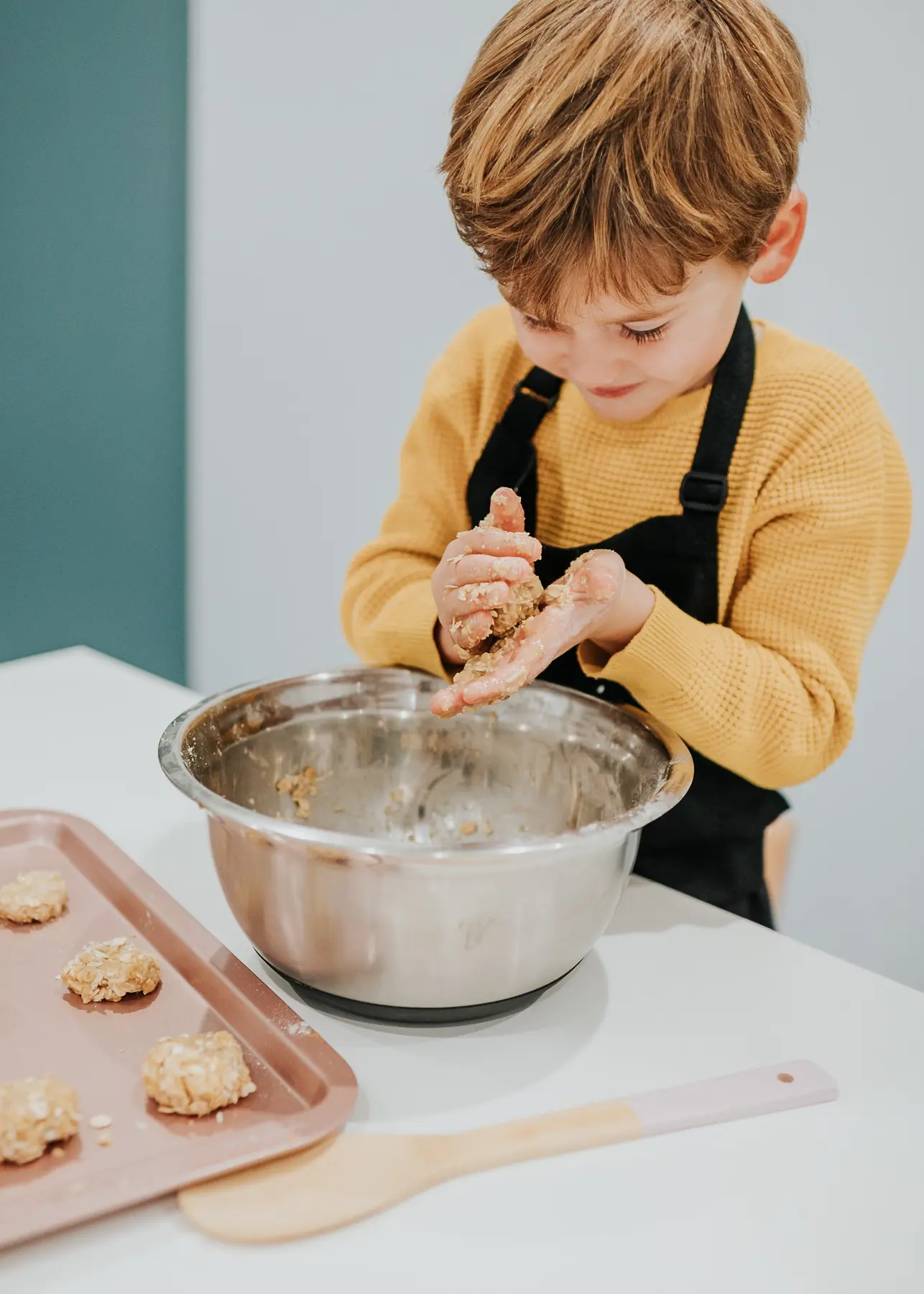 A child building confidence through cooking