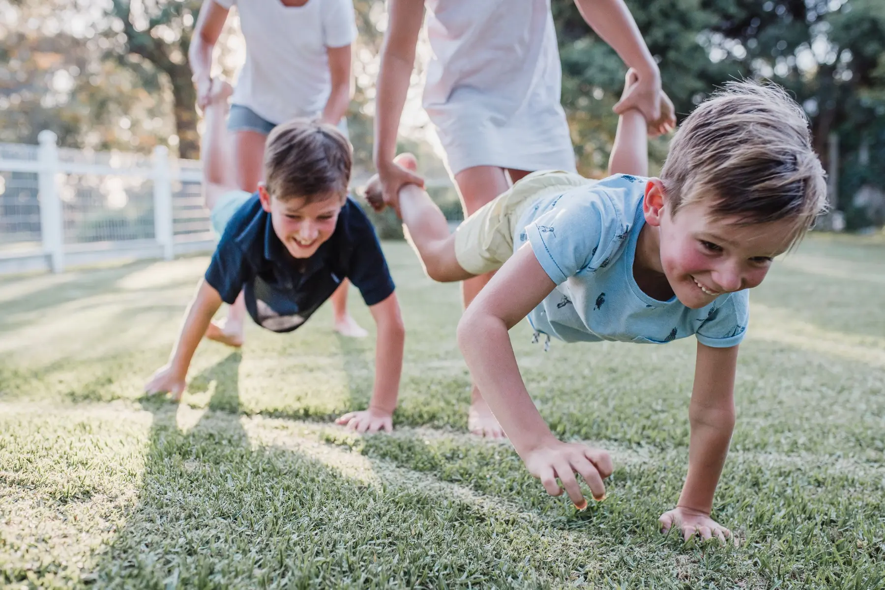 Children enjoying a movement game together outdoors